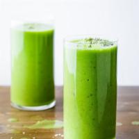 Green Monster Smoothie · Spinach, Kale, Broccoli, Green Apple, Mango, Banana, Pineapple, Kiwi and Wheatgrass.