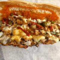 Chicken Cheesesteak · Grilled Chicken w/ Bell Peppers, Onions & your choice of Melted Cheese.