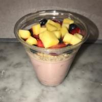 Granola Fruit Yogurt Parfait · Delicious Crunchy Granola. Served with Berries and Pineapple.