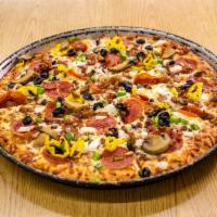 Supreme Pizza · Pepperoni, sausage, beet, green pepper, onion, mushroom.