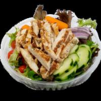 Fresh House Salad w/Chicken · Mixed Greens, Iceberg Lettuce, Tomato, Cucumber, Carrots, Red Onions