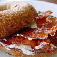 Bagel with Cream Cheese and Bacon · 