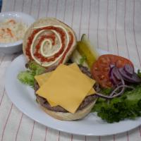 Beef Cheeseburger · Deluxe includes one patty, American cheese, lettuce, tomato, mayo and fries. 