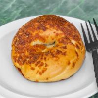 Bagel · Boiled and baked round bread roll.
