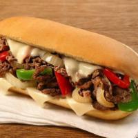 Philly Sub · Beef, bell pepper, onions, mayo, sauce and melted provolone. Served on choice of bread with ...