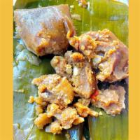 Vegan Puerto Rican Pasteles · Ingredients: Plantains, Yucca, Pumpkin, Banana, Pumpkin, Jackfruit, Chickpeas, Olives, Red P...
