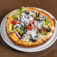 Works Pizza · Pepperoni, sausage, black olives, mushrooms, onions and green peppers. 