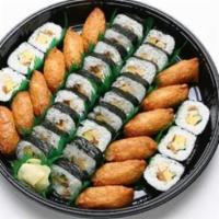 Sukeroku Plate · 36 pieces. Futomaki 24 pieces, inari 12 pieces. Vegetarian.