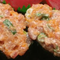 Spicy Ahi Nigiri · Ahi, green onion, spicy sauce. Add ons for an additional charge.