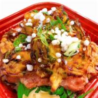 Crunch Spicy Ahi Bowl · Crunch kakiage (mix vegetable tempura) on spicy ahi donburi.