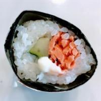 Smoked Salmon Hand Roll · Smoked salmon, cucumber, mayo, and wasabi.
