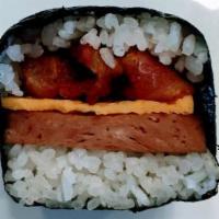 Bacon Egg Spam Sushi · Extra mayo for an additional charge.