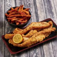Whiting Fish with Fries · Fried Whiting fish with Spicy French Fries