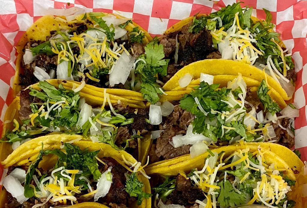 3 Tri-Tip Tacos Plate · 3 Tri-Tip tacos made with yellow corn tortillas, topped with diced bbq tri-tip, diced onions & cilantro.