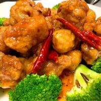 General Gau's Chicken · Lightly fried chicken with sweet and spicy flavors. Hot and spicy.