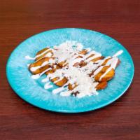 Plantains · Savory drizzled with crema and queso fresco or sweet drizzled with caramel.