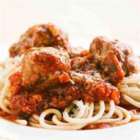 Pasta and Meatballs · Comes with side of ziti and salad.