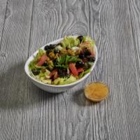 Tossed Salad · Fresh crisp lettuce, tomatoes & black & green olives.