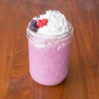 Mixed Berries Smoothie · Sweetened with Bananas and Housemade Vanilla Syrup; blended with milk or substitute apple ju...