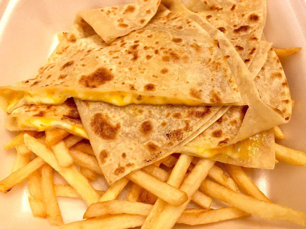 Kid's Cheese Quesadilla · Served with choice of side and kid's drink.