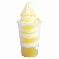 Dole Pineapple Float · Dole Pineapple Sorbet served in a 16 oz. cup with pineapple juice and topped with a cherry!