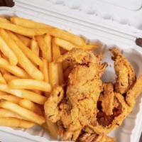 Soft shell crab basket  · Two whole soft shell crab with fries 