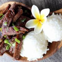 Beef Box  · Tender strips of marinated teriyaki beef served with two scoops of rice. 