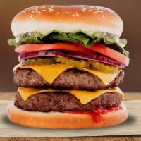 Double Cheeseburger · Comes with two burger patties, mayonnaise, ketchup, lettuce, tomatoes, pickles, onions, and ...