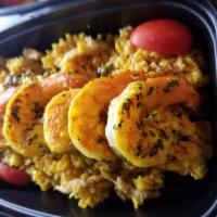 Shrimp & Seafood Rice · Sauteed Jumbo Shrimp & Seafood Rice w/ sweet roll
