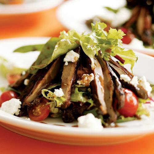 Portobello Salad · Mesclun salad with goat cheese, grilled portobello mushrooms, walnuts, cranberries, balsamic vinegar