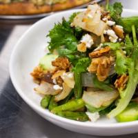 Playhouse Salad · seasonal vegetables, mixed greens, quinoa, feta cheese, candied almonds, choice of basil pes...
