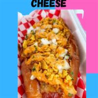 Sloppy Chili and Cheese Dogg · All beef wiener, homemade chili, shredded cheddar cheese, onions, mayo. Frito dust and signa...