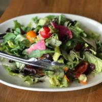 Simple Salad · Fennel, carrot, radish, mixed greens, tomato, cucumber, and red wine vinaigrette.