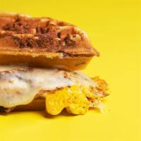 Bootsy Brunch Waffle · Bacon stuffed buttermilk with 2 eggs and cheddar cheese.
