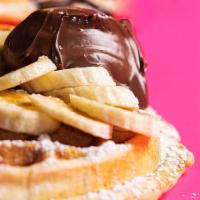 Crepe Expectations Waffle · Buttermilk with bananas and nutella.