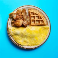 Omelete · Includes any 2 ingredients and your choice of 1/4 waffle, buttermilk, wholewheat, vegan, ban...