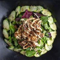 Soft Shell Crab Salad · Soft shell crab, radish sprouts, cucumber and mixed greens served with ponzu dressing and ci...