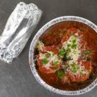 Meatballs · Italian made meatballs in marinara sauce topped with asiago cheese and parsley. Served with ...