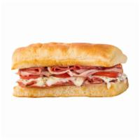 Ham, Salami, and Cheese Sandwich · Cured sausage sandwich.