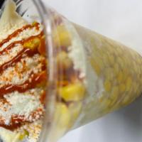 Esquite  · Corn in a cup. Corn with Mexican mayo, lime juice, grated Cojita cheese and chili powder. 
