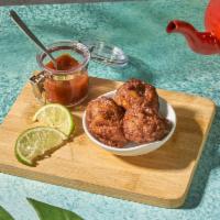 Salt Cod Fritters · Lightly fried. Perfectly savory. Topped with fruit forward tomato chutney | Allergens: Fish,...