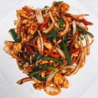 Chicken Thai Basil · Spicy and hot.