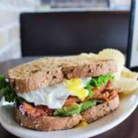 Bigger Better BLT (modified) · Pork Bacon, Lettuce, Tomato, 1 fried egg, avocado, mayo on a whole wheat bread