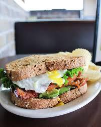 Bigger Better BLT (modified) · Pork Bacon, Lettuce, Tomato, 1 fried egg, avocado, mayo on a whole wheat bread