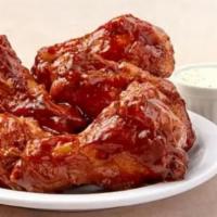 5 Pieces Bone In Wings · 5 freshly baked chicken wings with your choice of flavor, and a side of dressing.
