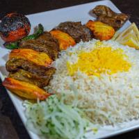 Mix Kabob (Chicken & Beef Shish Kabob)  · Chicken breast and beef tender loin marinated and skewered then grilled. Served with Basmati...