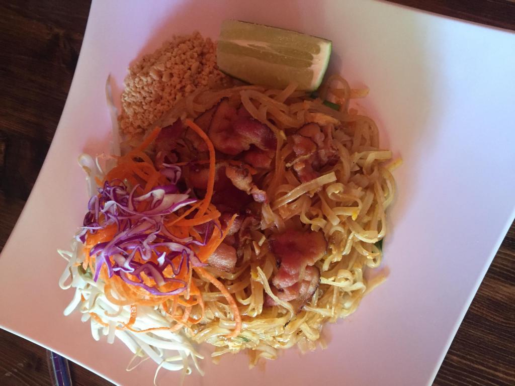 Pad Thai · Rice noodles, bean sprout, egg, scallion, roasted crushed peanut and house pad Thai sauce.