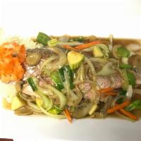 Ginger · Celery, cilantro, mushroom, onion, carrot, and scallion served in ginger sauce.