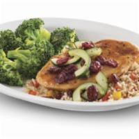Grilled Chicken with Cucumber and Cranberry Relish · Grilled, fresh chicken breast smothered in a cucumber and cranberry relish. Served with your...