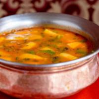 Murg Shorba Curry Based Chicken Soup · Chicken soup with white chicken meat and julienne vegetables